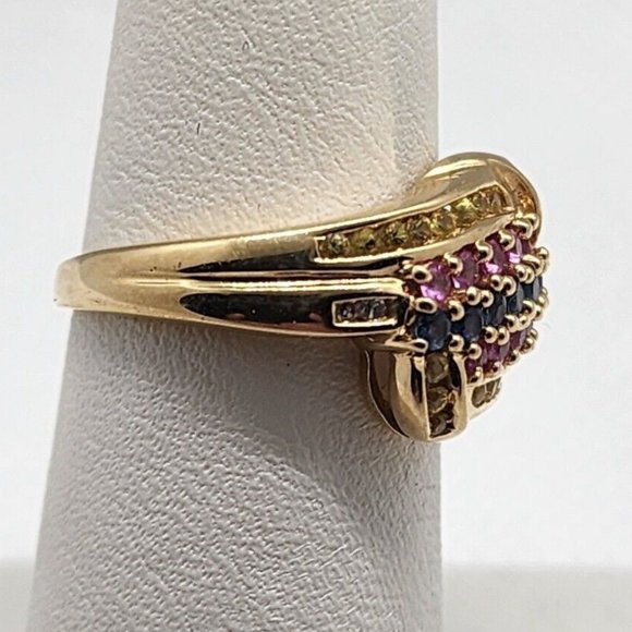 14K YELLOW GOLD TOURMALINE & DIAMOND RING SIZE 5.5 - Picture 3 of 8
